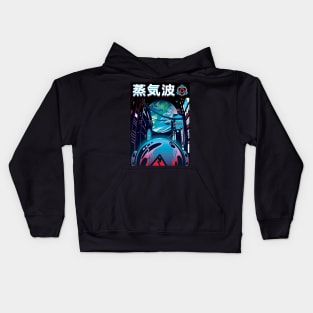 Vaporwave Neon Japanese City Night Spaceman Kids Hoodie